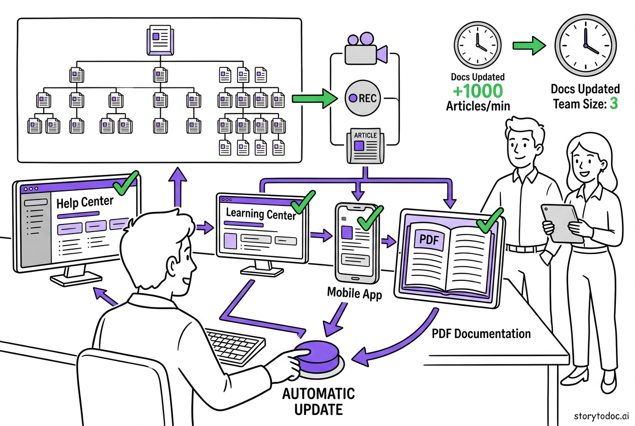 SaaS team building documentation system that scales without growing headcount